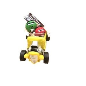 M&M's Rebel Hot Rod Candy Dispenser Yellow Car Red Green Mars Collectible